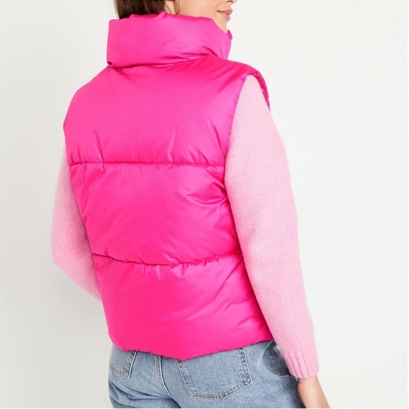 NWT OLD NAVY Quilted Puffer Vest Color: Pink Flamingo SIZE LARGE - Picture 2 of 4